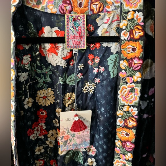 NEW Johnny Was Kehlani Kimono Womens Petite XXL Velvet Silk Boho Floral NWT - Picture 6 of 9